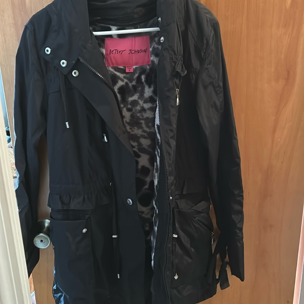 Betsey Johnson coat jacket with removable fur lining
